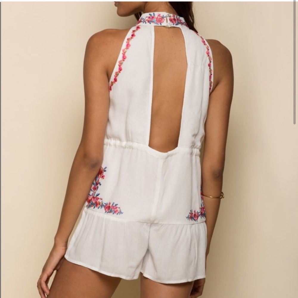 FINAL PRICE NEW NWT Raga Mariah Embroidered Halter Neck Romper - Picture 2 of 6